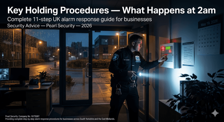Key holding procedures UK — Pearl Security SIA licensed alarm response Sheffield South Yorkshire 2026