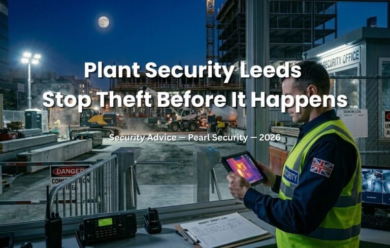 Plant security Leeds construction site — SIA licensed Pearl Security protecting excavators and machinery South Yorkshire 2026