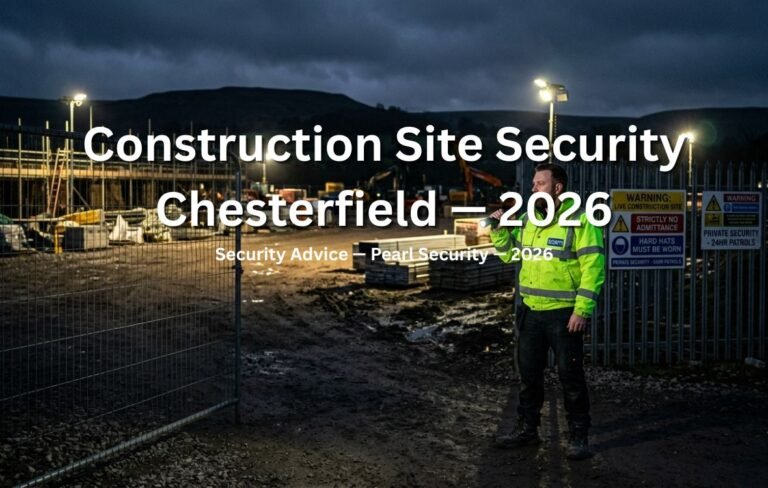 Construction site security Chesterfield — SIA licensed Pearl Security manned guarding mobile patrols CDM 2015 North Derbyshire 2026